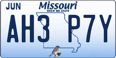 MO license plate AH3P7Y