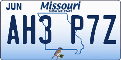 MO license plate AH3P7Z