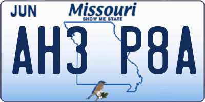MO license plate AH3P8A