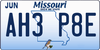 MO license plate AH3P8E