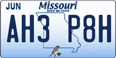 MO license plate AH3P8H