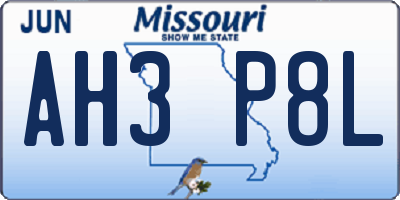 MO license plate AH3P8L