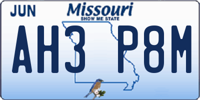 MO license plate AH3P8M