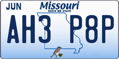 MO license plate AH3P8P