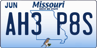 MO license plate AH3P8S