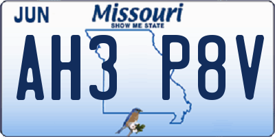 MO license plate AH3P8V