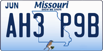 MO license plate AH3P9B