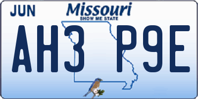 MO license plate AH3P9E