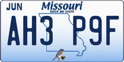 MO license plate AH3P9F