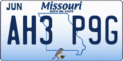 MO license plate AH3P9G