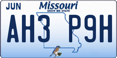 MO license plate AH3P9H