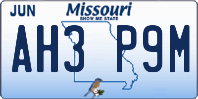 MO license plate AH3P9M