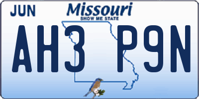 MO license plate AH3P9N