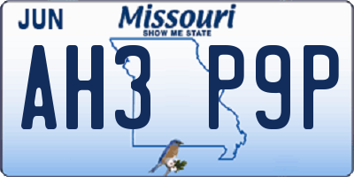 MO license plate AH3P9P