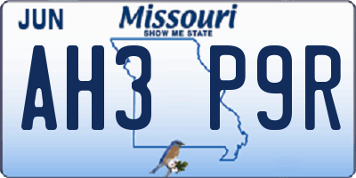 MO license plate AH3P9R