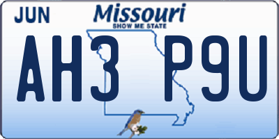 MO license plate AH3P9U