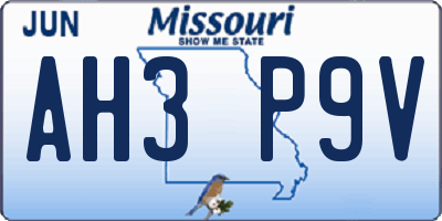MO license plate AH3P9V