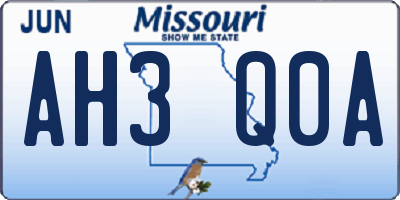 MO license plate AH3Q0A