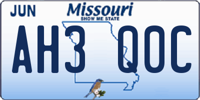 MO license plate AH3Q0C