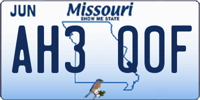 MO license plate AH3Q0F