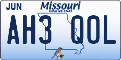 MO license plate AH3Q0L