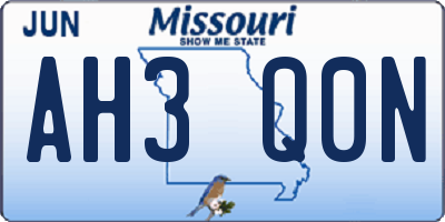 MO license plate AH3Q0N