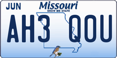 MO license plate AH3Q0U
