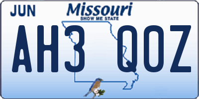 MO license plate AH3Q0Z