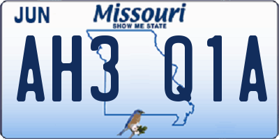 MO license plate AH3Q1A