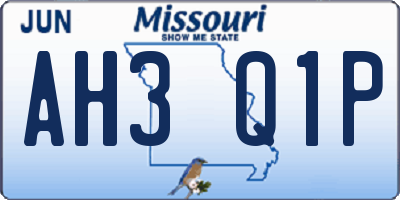 MO license plate AH3Q1P