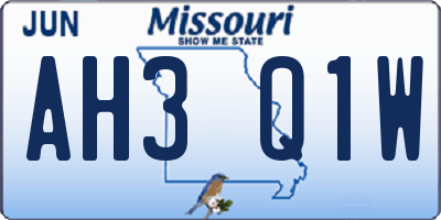 MO license plate AH3Q1W