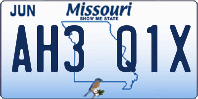 MO license plate AH3Q1X
