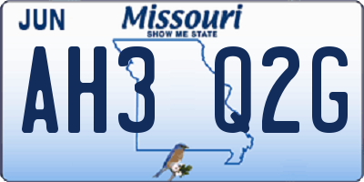 MO license plate AH3Q2G