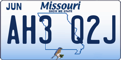 MO license plate AH3Q2J