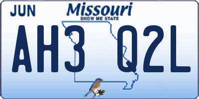 MO license plate AH3Q2L