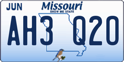 MO license plate AH3Q2O