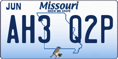 MO license plate AH3Q2P