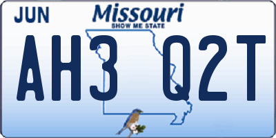 MO license plate AH3Q2T