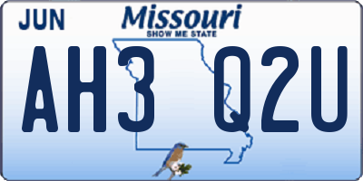 MO license plate AH3Q2U