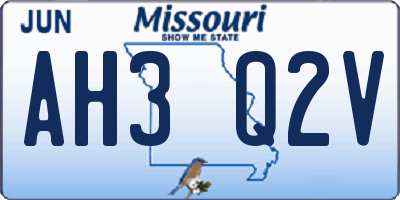 MO license plate AH3Q2V