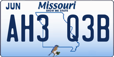 MO license plate AH3Q3B
