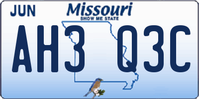 MO license plate AH3Q3C