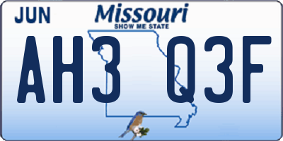 MO license plate AH3Q3F