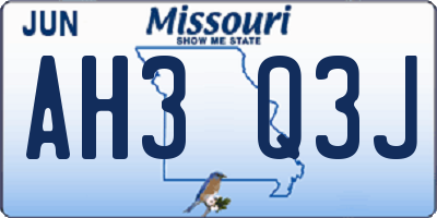 MO license plate AH3Q3J