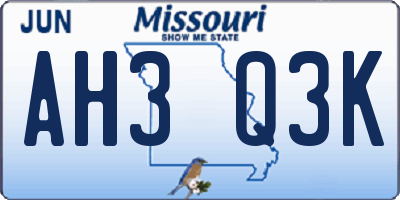 MO license plate AH3Q3K