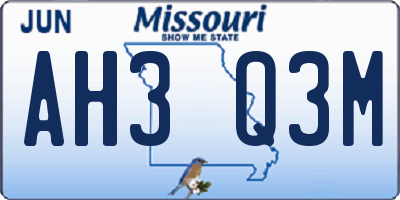 MO license plate AH3Q3M