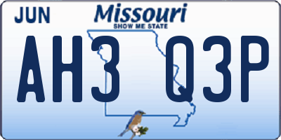MO license plate AH3Q3P