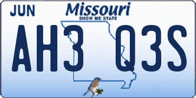 MO license plate AH3Q3S