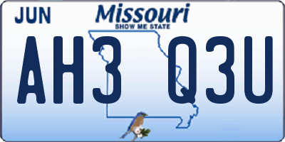 MO license plate AH3Q3U