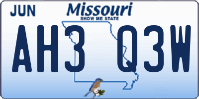 MO license plate AH3Q3W